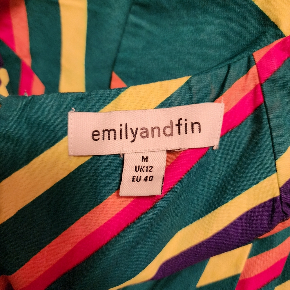 Emily & Fin Rainbow Stripe Vintage Style A Line Dress - Picture 7 of 8